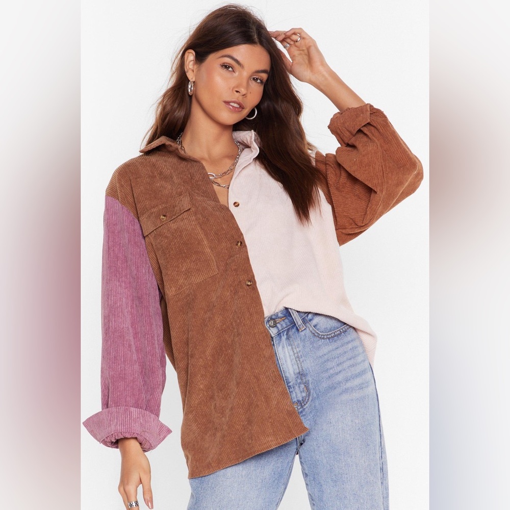 Boyfriend colorblock corduroy button down